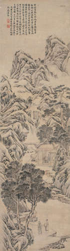 居节 1578年作 初夏山斋图 立轴 设色纸本