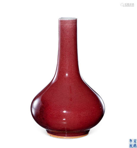 清 霁红釉荸荠瓶