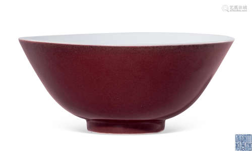 清道光  霁红釉碗