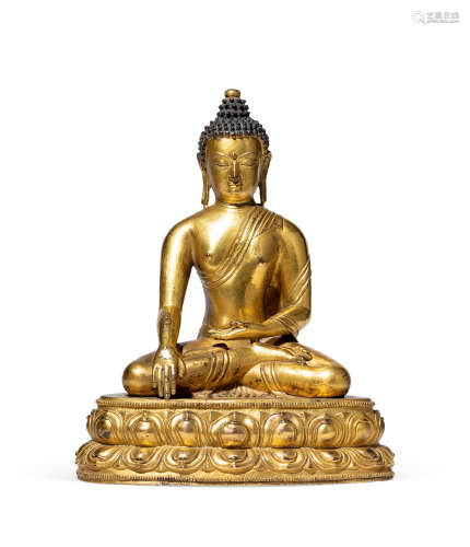 15世纪 铜鎏金释迦牟尼佛坐像