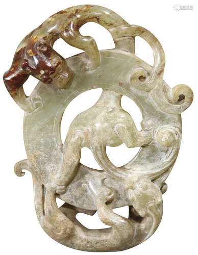 漢 雙龍爭璧玉珮 Han  Dynasty (206BC–220AD)