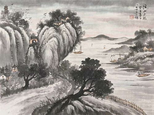 吳石仙  山水 鏡片