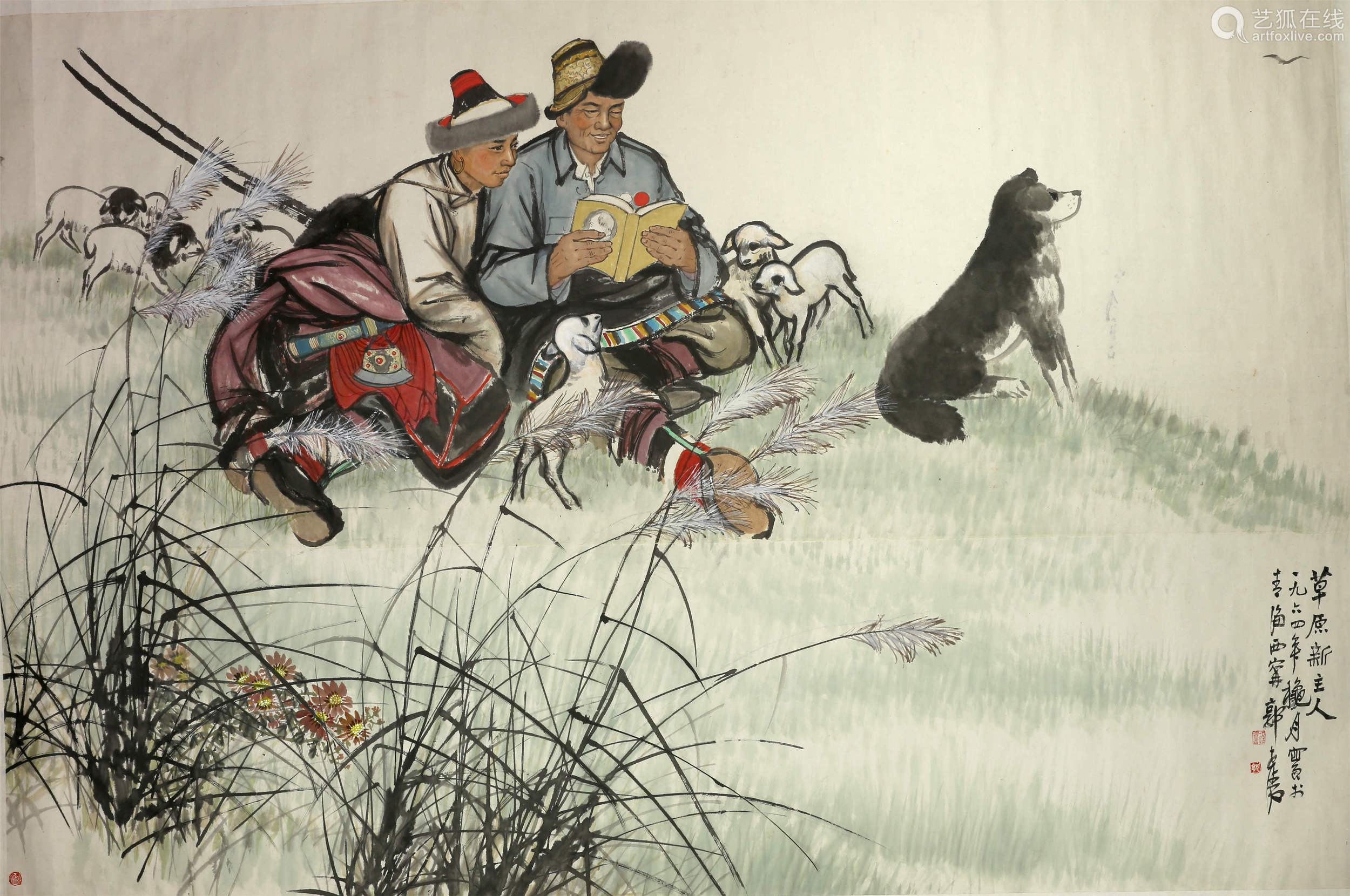 尺寸106*159拍品描述《草原新主人》国画,是郭世清先生写实人物画的力