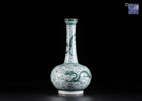 A DOU CAI GLAZED VASE CARVED IN DRAGONS