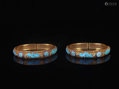 PAIR OF GILT SILVER BANGLES