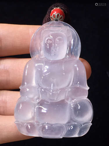 A GUANYING SHAPED ICY JADEITE PENDANT