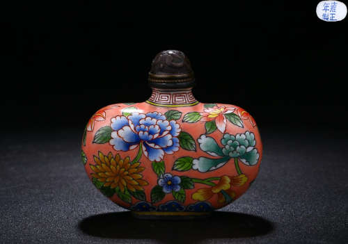 A BRONZE ENAMELED SNUFF BOTTLE