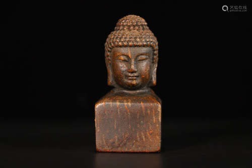 A BAMBOO BUDDHA HEAD SHAPED SEAL