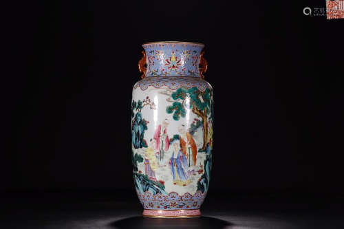 A' QIANLONG' MARK FASMILLE ROSE CHARACTER STORY VASE