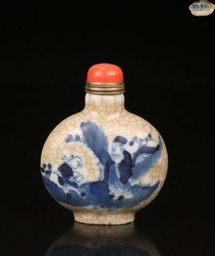 A BLUE&WHITE CHARACTER STORY SNUFF BOTTLE