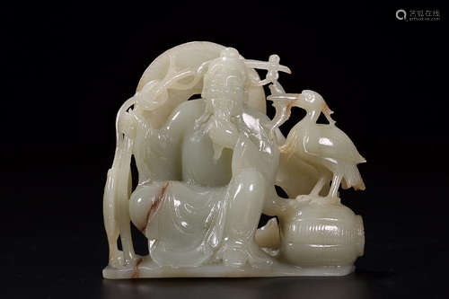 A HETIAN JADE FISHING MAN ORNAMENT