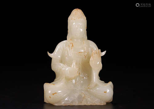 A HETIAN JADE GUANYIN FIGURE