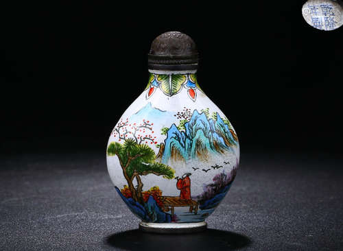 A BRONZE ENAMELED SNUFF BOTTLE