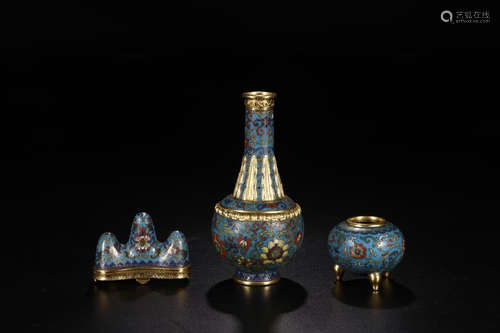 SET OF QIANLONG MARK BRUSH HOLDER&BRUSH WASHER&VASE