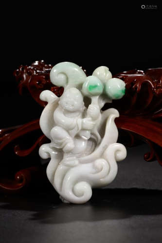 A TONGZI ZUSHOU JADEITE ORNAMENT