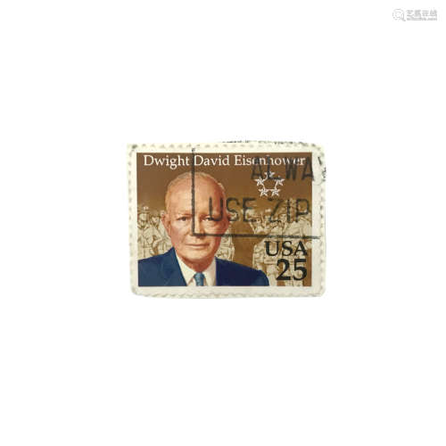 A STAMP WITH EISENHOWER PAINTED