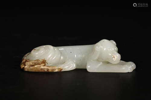 A HETIAN JADE PUPPY FOR WEALTHY ORNAMENT