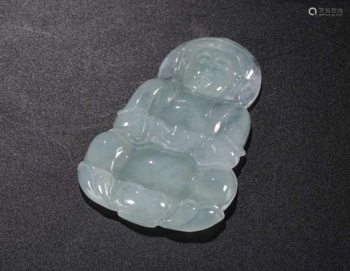 AN ICY JADEITE PENDANT IN BUDDHA SHAPE