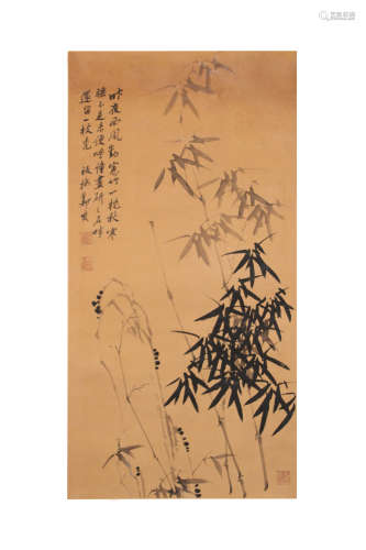 A REAL BAMBOO PAINTING BY ZHENG BAN QIAO