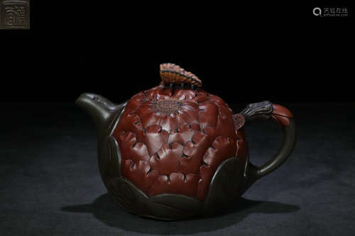 A ZISHA TEAPOT WITH JIANGRONG MARKING