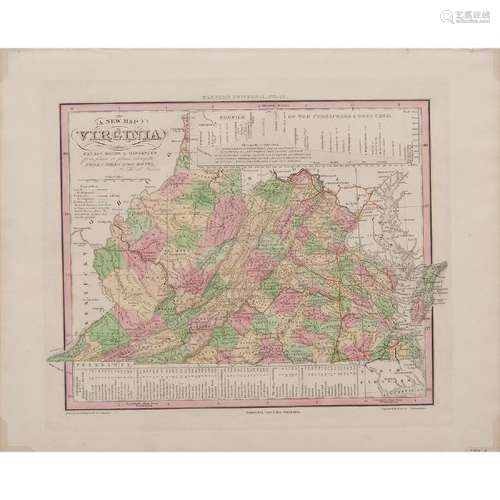 Henry S. Tanner Engraved Map of Virginia with Colors