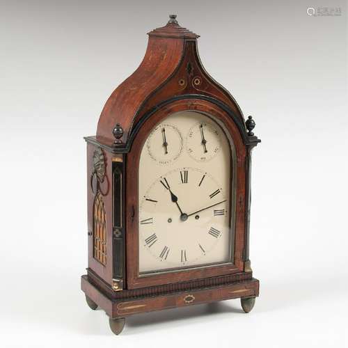 British Gothic Style Shelf Clock with Inlay