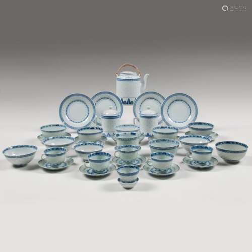 Chinese Rice Grain Blue and White Porcelain