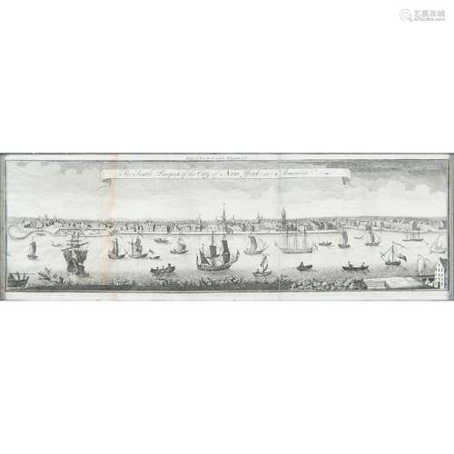 18th-Century View of New York City Etching