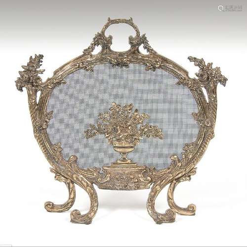 Louis XV Style Brass Fireplace Screen