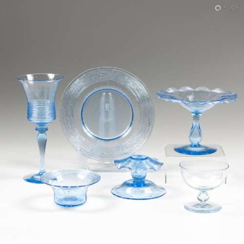 Blue Bubble Threaded Glasswares, Plus