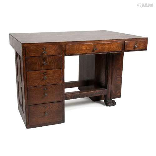 Tiger Oak Partner's Desk