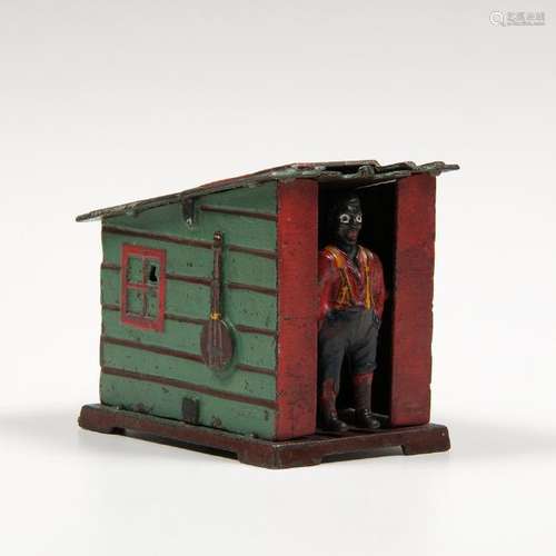 J. & E. Stevens Green Cabin Mechanical Bank