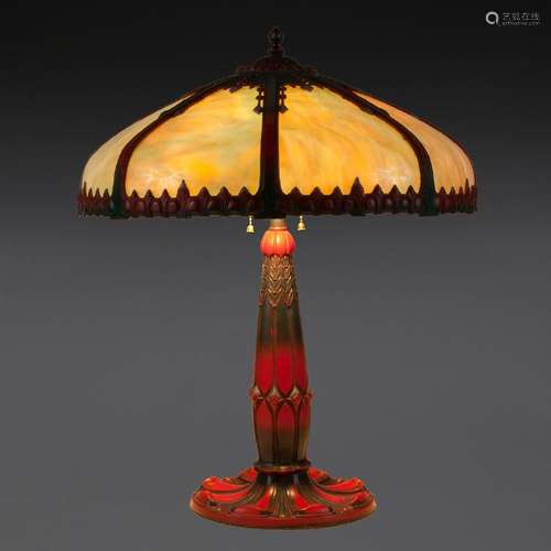 Painted Slag Glass Lamp