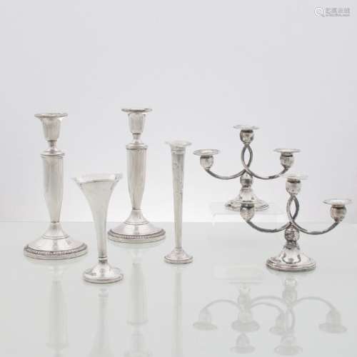 American Weighted Sterling Vases and Candlesticks