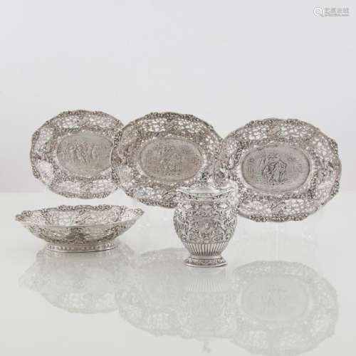 Continental Silver Repousse Dishes