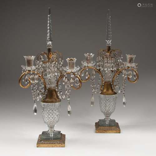 Pair Cut Glass Candelabras