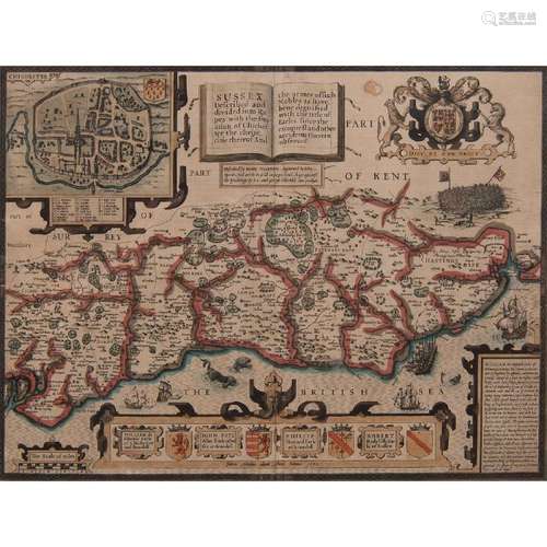 John Speed (British, 1552-1629) Engraved Map of Sussex