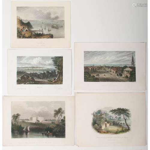 Small Scenic Engravings, Lot of Nine