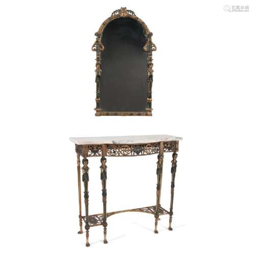 Console Table and Mirror attributed to Oscar Bach