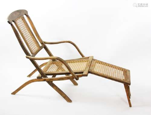 Caned Steam Liner Deck Lounge Chair