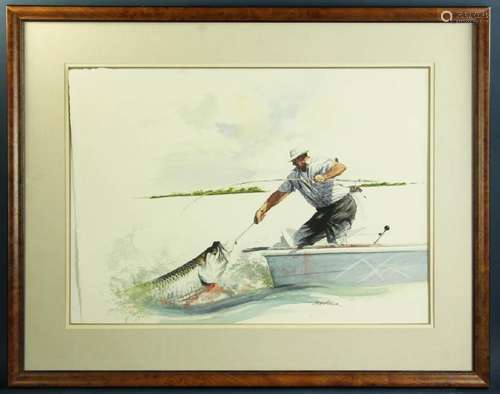 Michael Dell, Watercolor, The Big Catch