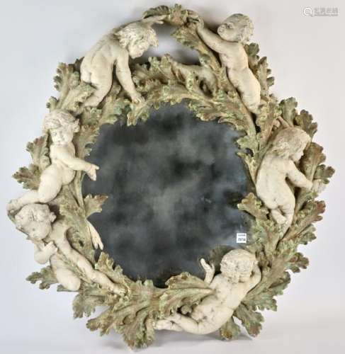 Decorative Cherub Motif Framed Mirror