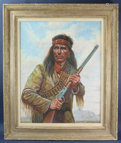 Signed Perillo, Native American, Oil on Canvas