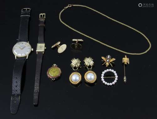 Group of 14k and 18k Gold Jewelry, Watches