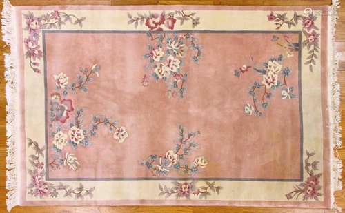 Chinese Rug, Coral, Blue, Pink, Cream