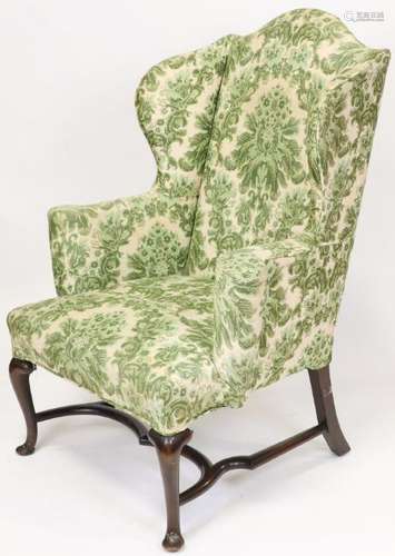 Queen Anne Style Upholstered Wingback Chair