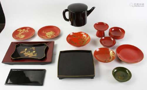 Japanese Red Lacquer Tea Sets