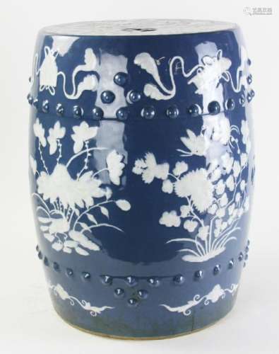 Early 20thC Chinese Blue Porcelain Stool