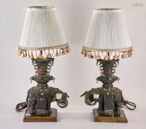 Chinese Silver Figural Elephant Lamps