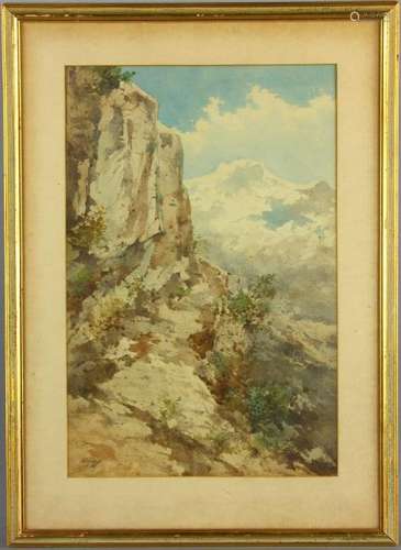 Signed Widforss, Cliff Landscape, Watercolor